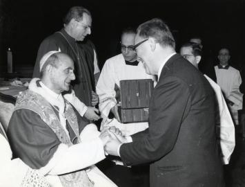 Paolo VI e Bachelet durante la celebrazione del centenario dell'Aziona cattolica
